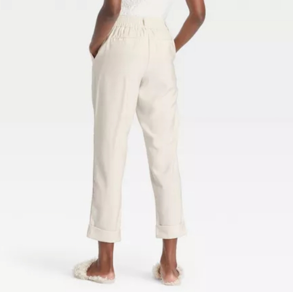 Cream High-Rise Slim Straight Leg Pintuck Ankle Pants A New Day Women's 2R - Picture 2 of 14